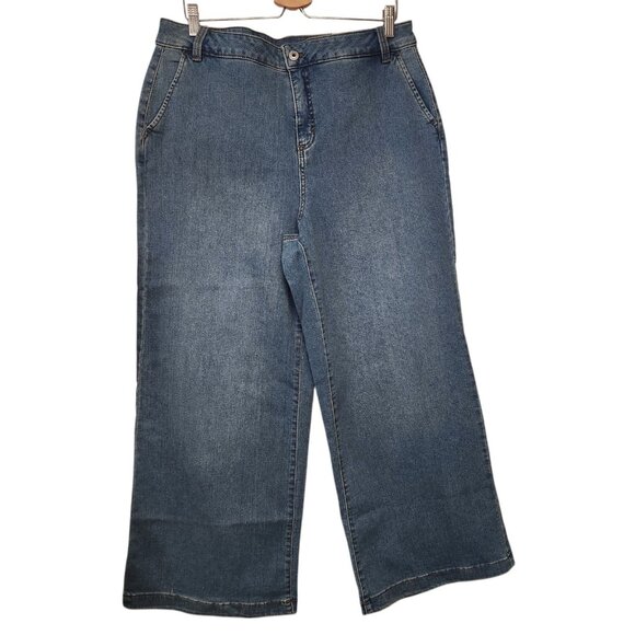 Style & Co Size 16P Petite Jeans Wide Let High Rise Medium Wash New with Tags - Picture 1 of 4